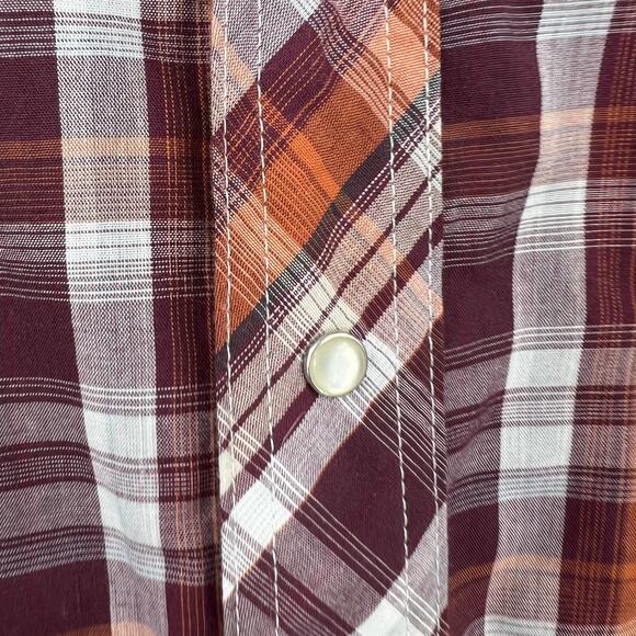 Vintage Wrangler Orange Plaid Button Up Pearl Snap Long Sleeve Western Men XXL - Picture 7 of 11